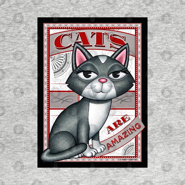 Cute gray white kitty cat on Cats are Amazing! by Danny Gordon Art